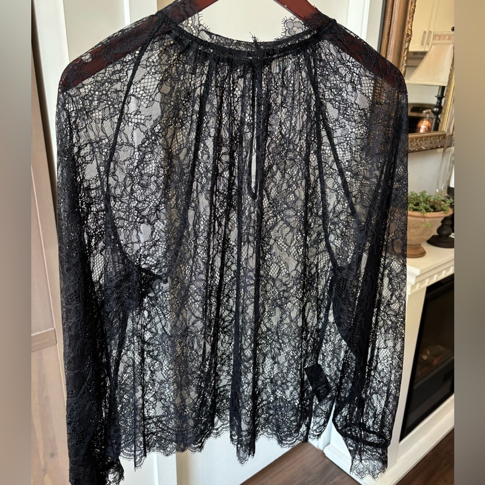 Wilfred Sheer Black Lace Blouse